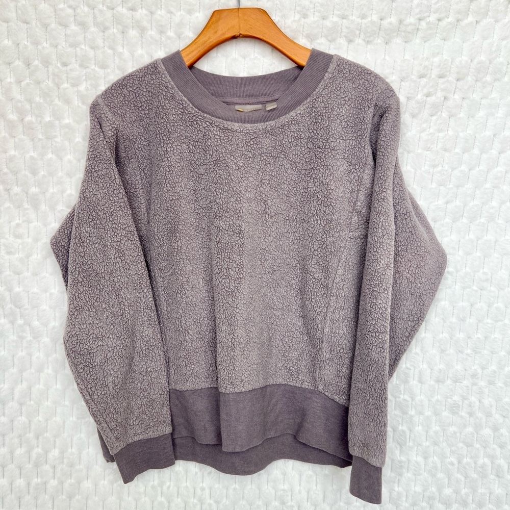 Zella Women's Purple Grey Sherpa Oversized Soft Pullover Size Small